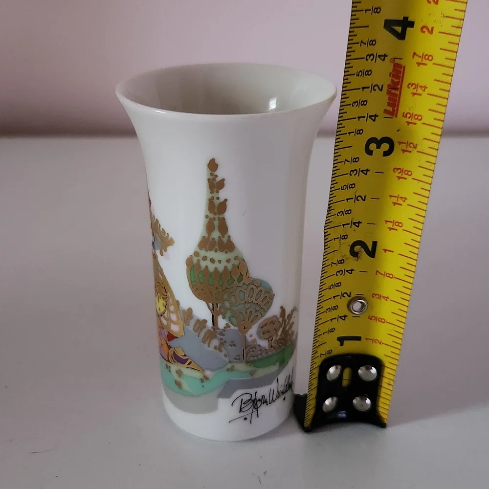 Rosenthal Bjorn Wiinblad Commedia Dell Arte Bud Vase Musician Bell Player 3.5